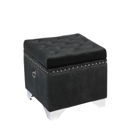 JESSAR - Ottoman / Storage Footstool On Legs, Cubic, From The Codi Collection Velvet In Black