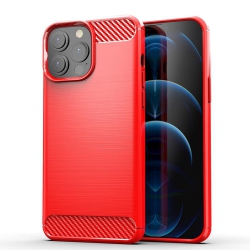 PANDACO Brushed Metal Case for Iphone 13 Pro Max In Red