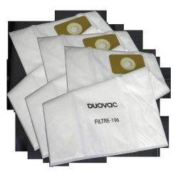 DUOVAC Central Vacuum Bags Filtre-196-Dv - 2 Packages Of 3 Bags, 6 Bags Total