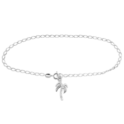 GEM AND HARMONY Palm Tree Anklet In Sterling In Silver