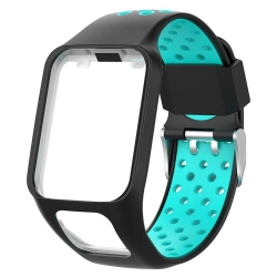 Silicone Watchband Wrist Band Bracelet Strap w/Case for TomTom Series 2 3 in Multicolor