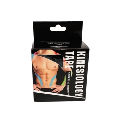 TUROXO Kinesiology Tape 2" X 16' (One Precut Roll) for Sports And Therapy, Reduces Inflammation, Suppresses Pain, Stimulates Muscles - In Black