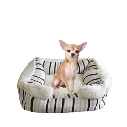 ANIMOOOS - Square Plush Pet Bed, Size Small, Stripe Pattern