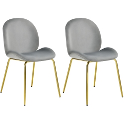 COSTWAY Set Of 2 Velvet Dining Chair Accent Chair Side Chair W/gold Metal Legs