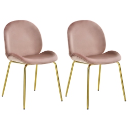 COSTWAY Set Of 2 Velvet Dining Chair Accent Chair Side Chair W/gold Metal Legs