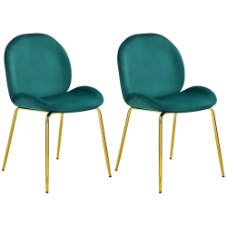 COSTWAY Set Of 2 Velvet Dining Chair Accent Chair Side Chair W/gold Metal Legs
