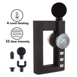 SAVEONMANY Portable Heated Muscle Massage Fascia Gun With 4 Massage Heads In Black