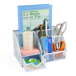 MOUSTACHE 7 Section Metal Mesh Office Desk Desktop Organizer Pencil Cup Holder In White