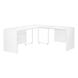 MONARCH CANADA Computer Desk Corner 72"l L Shape Work Laptop Laminate Glossy In White