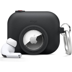 ELAGO Snapshot Cover Compatible \w Apple Airpods Pro And Airtags - Cute Classic Camera Design, Locator Case, Drop Protection, Carabiner Key Ring