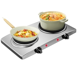 COSTWAY 1800W Double Hot Plate Electric Countertop Burner Stainless Steel 5 Power Levels
