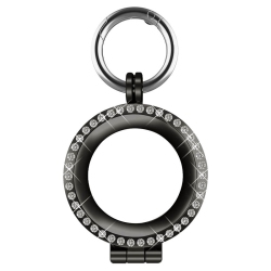 STRAPSCO Stainless Steel Bedazzled Keyring Apple Airtag Holder - Protective Case - In Black