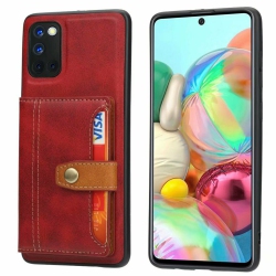 ELINCASE Premium Leather Flip Stand Durable Cover Retro Wallet Bag \w Credit Cards Holder Stand Protection Phone Cover for Samsung Galaxy S20 -Red