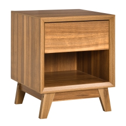 HOMCOM Bedside Table for Bedroom, Nightstand With Drawer And Shelf, Modern Side End Table, Walnut In Brown