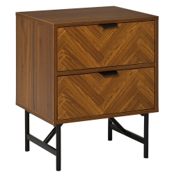 HOMCOM Bedside Table, Nightstand for Bedroom, End Side Table Dresser Storage With 2 Drawers, Walnut In Brown