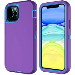 CSMART 【】 Anti-Drop Triple 3 Layers Shockproof Heavy Duty Defender Hard Case for Iphone 13 Pro Max (6.7") In Purple