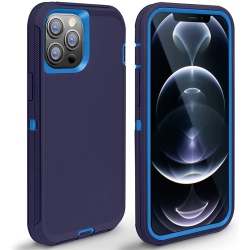 CSMART 【】 Anti-Drop Triple 3 Layers Shockproof Heavy Duty Defender Hard Case for Iphone 13 Pro Max (6.7") In Navy