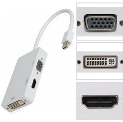 3 in 1 Mini Display Port to HDMI VGA DVI Adapter for MacBook Laptop Computer