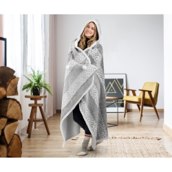 SAFDIE & CO. Faux Fur Hoodzy Blanket In Grey