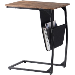 SORTWISE C Shaped Sofa Side Table, End Table Coffee Table With Fabric Magazine Holder And Side Pocket for Living Room Bedroom