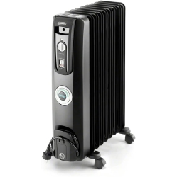 DE'LONGHI Oil-Filled Radiator Space Heater, Quiet 1500W, Adjustable Thermostat, 3 Heat Settings, Energy Saving, Safety Features, Black, Comfort Temp