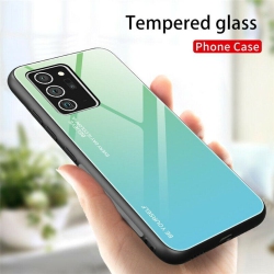 RIVIERA Scratch Resistant Gradient Color Phone Case Anti-Fall Tempered Glass Case for Samsung Galaxy A71 -Green