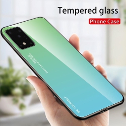 RIVIERA Scratch Resistant Gradient Color Phone Case Anti-Fall Tempered Glass Case for Samsung Galaxy S21 -Green