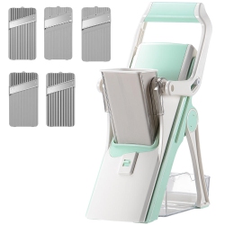 LIVINGBASICS 5 In 1 Safe Vegetable&meat Slicer Food Chopper, Adjustable Thickness Kitchen Safe Push-Type Slicer