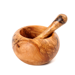BELDINEST Olive Wood Round Pestle And Mortar