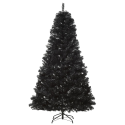 HOMCOM 7Ft Artificial Christmas Tree Unlit Douglas Fir With Realistic Branch Tips Halloween Style In Black