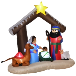 HOMCOM 6Ft Christmas Inflatable Nativity Scene Decoration With Bible Arch Of Jesus' Birth Easy Set-Up Blow Up Decoration for Holiday Yard