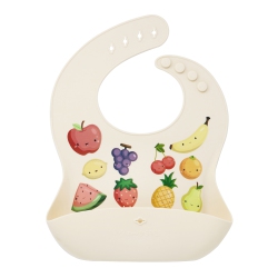 GLITTER AND SPICE Glitter & Spice Printed Silicone Bib - Kawaii Fruits