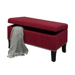 IFDC - Padded Bench With Storage, 32"x16"x18 " Fabrics In Red