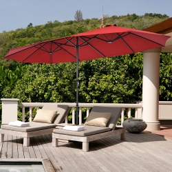 COSTWAY 15Ft Double-Sided Twin Patio Umbrella Sun Shade Outdoor Crank Market Base