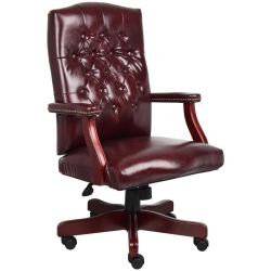 SCRANTON & CO High Back Faux Leather Tufted Executive Chair In Oxblood