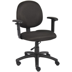 BOSS OFFICE PRODUCTS Fabric Upholstered Wide Seat Office Swivel Chair With Arms In In Black