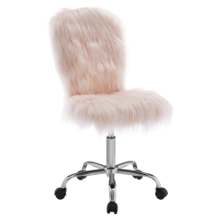 LINON HOME DECOR Linon Cami Faux Fur Upholstered Armless Office Chair In Blush In Pink