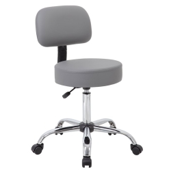 BOSS OFFICE PRODUCTS Caresoft Medical Lab Rolling Stool With Back
