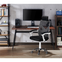 FURNITURE OF AMERICA Genova Metal Ergonomic Office Chair In Black And In White