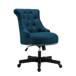 LINON HOME DECOR Linon Sinclair Wood Upholstered Office Chair In In Blue