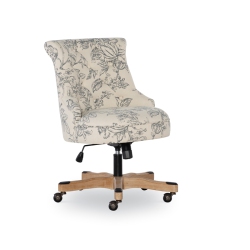 LINON HOME DECOR Linon Sinclair Wood Upholstered Office Chair In Floral In Gray