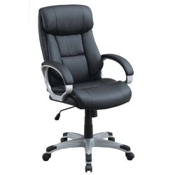 POUNDEX Furniture Modern Faux Leather Office Chair In Color In Black