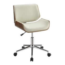 STONECROFT FURNITURE Contemporary Faux Leather Office Chair In Ecru And Chrome