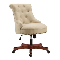 LINON HOME DECOR Linon Sinclair Wood Upholstered Adjustable Office Chair In In Beige