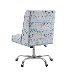 LINON HOME DECOR Linon Draper Wood Upholstered Glasses Office Chair In In Blue