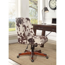 BOWERY HILL Transitional Fabric Upholstered Armless Office Chair In Walnut