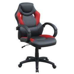 POUNDEX Furniture Faux Leather Office Chair In Black And In Red