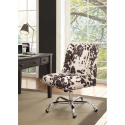 LINON HOME DECOR Linon Draper Wood Upholstered Office Chair In Cow Print In Black