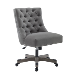 LINON HOME DECOR Linon Dixie Wood Upholstered Office Chair In Light In Gray