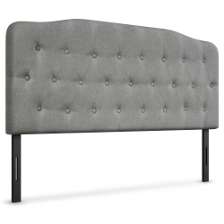 COSTWAY Queen Upholstered Headboard Adjust Button Tufted Faux Linen